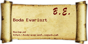 Boda Evariszt névjegykártya
